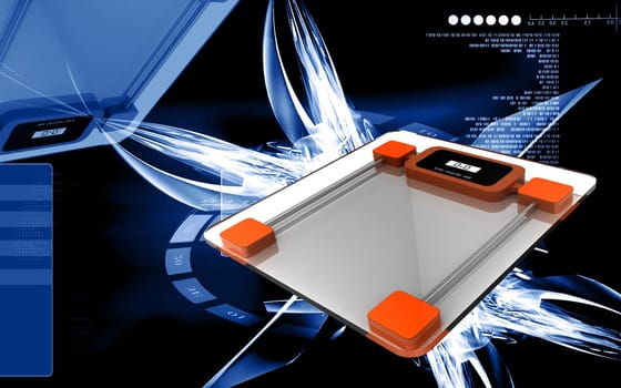 Digital illustration of weight scale in colour background