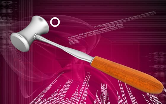 Digital illustration Medical Hammer in colour background