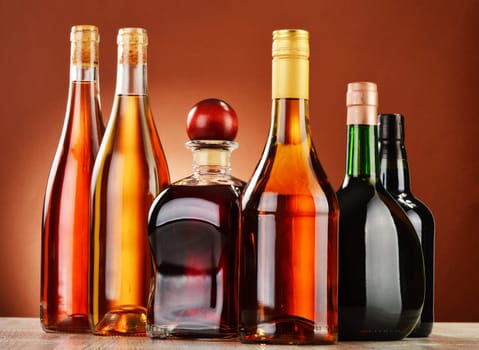 Bottles of assorted alcoholic beverages