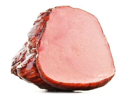Piece of fresh ham isolated on white