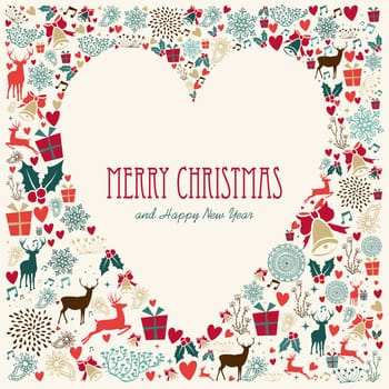 Vintage Christmas Heart love elements background. EPS10 vector file organized in layers for easy editing.