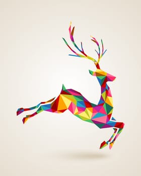 Merry Christmas colorful abstract reindeer with geometric origami composition. EPS10 vector file organized in layers for easy editing