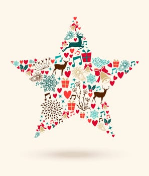 Christmas holiday colors elements star shape composition. EPS10 vector file organized in layers for easy editing.