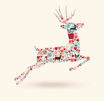 Christmas holiday colorful elements reindeer shape composition. EPS10 vector file organized in layers for easy editing.