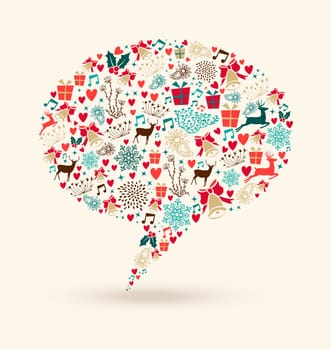 Christmas colors elements social media talk bubble shape illustration. EPS10 vector file organized in layers for easy editing.