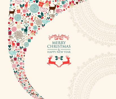 Christmas holiday colors elements postal card illustration. EPS10 vector file organized in layers for easy editing.