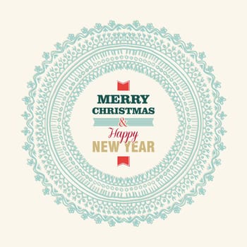 Vintage Christmas text and circle embroidery composition. EPS10 vector file organized in layers for easy editing.