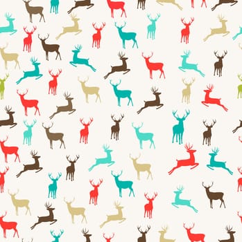 Vintage Christmas colors reindeer seamless pattern background. EPS10 vector file organized in layers for easy editing.