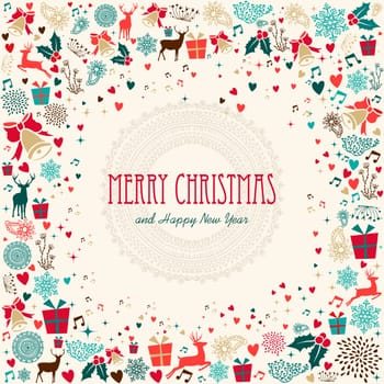 Retro Christmas greeting card background. EPS10 vector file organized in layers for easy editing.
