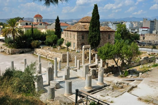 Fethiye Djami a 15th century Ottoman mosque built among the ruins of the Roman Forum, Ancient Agora, Athens Greece.