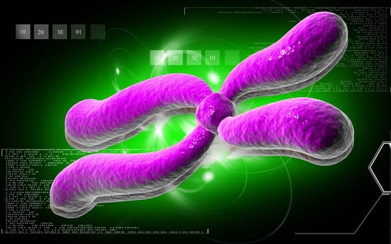Digital illustration of chromosome in colour background