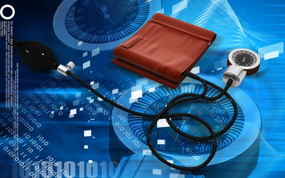 Digital illustration of sphygmomanometer in colour background