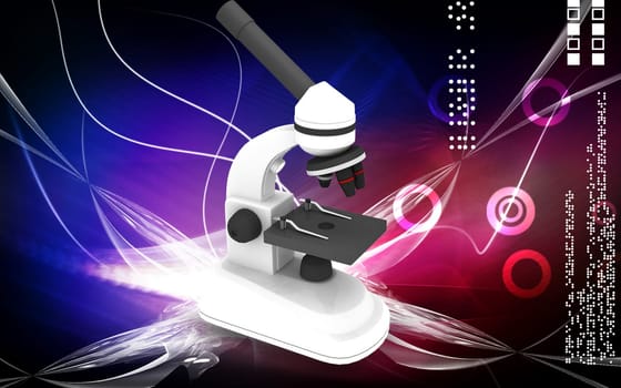 Digital illustration of microscope in colour background