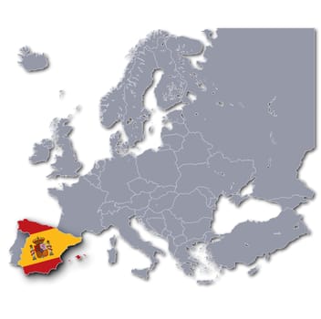 Map of Europe with Spain