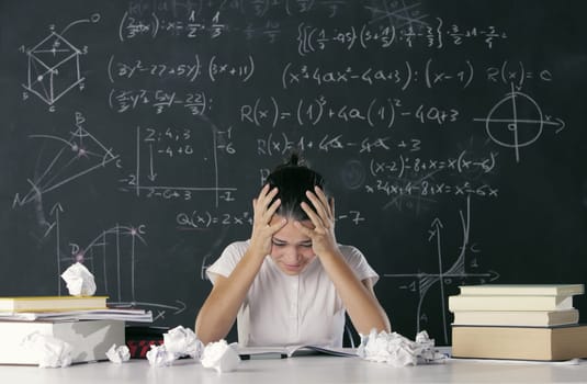 Girl fails to solve a mathematical task