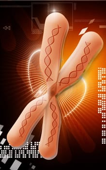 Digital illustration of chromosome in colour background