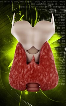 Digital illustration of thyroid in colour background
