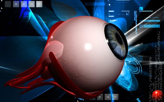 Digital illustration of eye in colour background