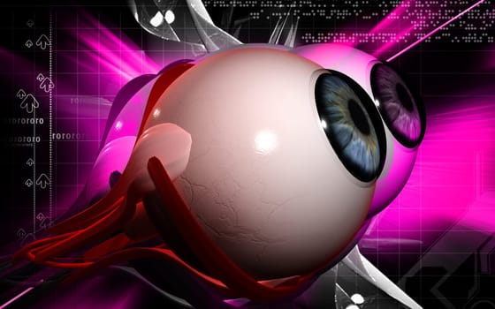 Digital illustration of eye in colour background