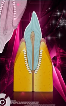 Digital illustration of teeth cross section in colour background