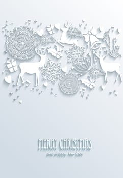 Merry Christmas and Happy new year vintage white elements greeting poster design. EPS10 vector illustration with transparency layers.