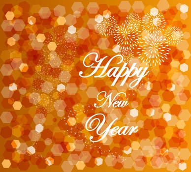 Happy new year holidays glow defocus lights vintage greeting card design. EPS10 vector with transparency organized in layers for easy editing.