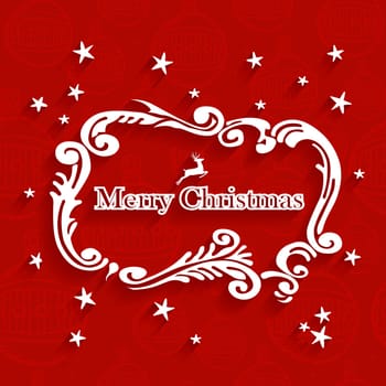 Merry Christmas vintage label with hanging baubles seamless pattern background. EPS10 vector file organized in layers for easy editing.