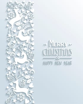 Merry Christmas and Happy new year contemporary 3d banner season card design. EPS10 vector illustration with transparency layers.