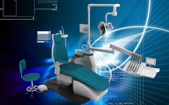 Digital illustration of Dental unit in colour background