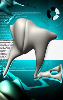 Digital illustration of ear in colour background