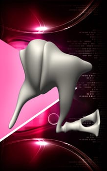 Digital illustration of ear in colour background