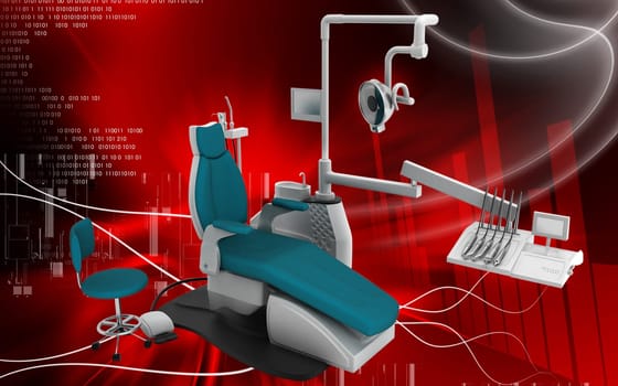 Digital illustration of Dental unit in colour background