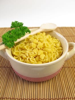 Soup noodles and parsley