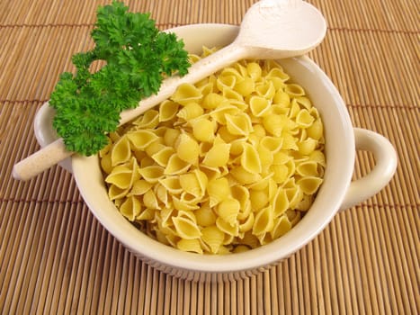 Soup noodles and parsley