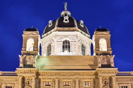 Kunsthistorisches Museum Vienna,illuminated architecture in the evening