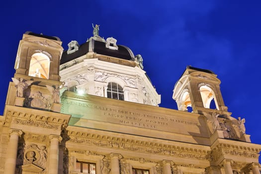 Kunsthistorisches Museum Vienna,illuminated architecture in the evening