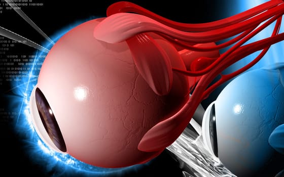Digital illustration of eye in colour background