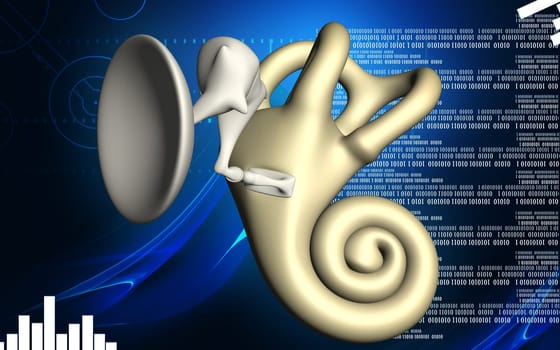 Digital illustration of ear in colour background
