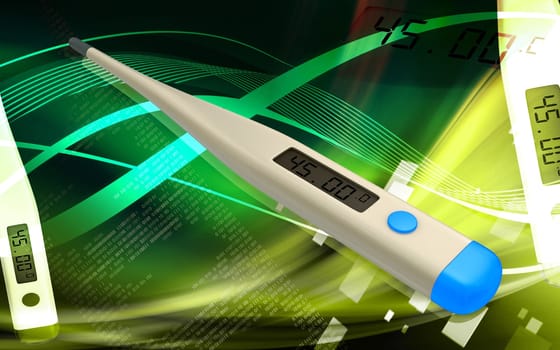 Digital illustration of thermometer in colour background