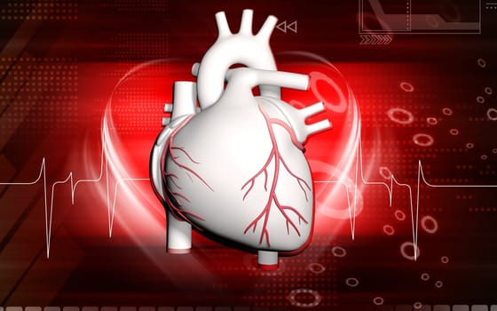 Digital illustration of heart in colour background