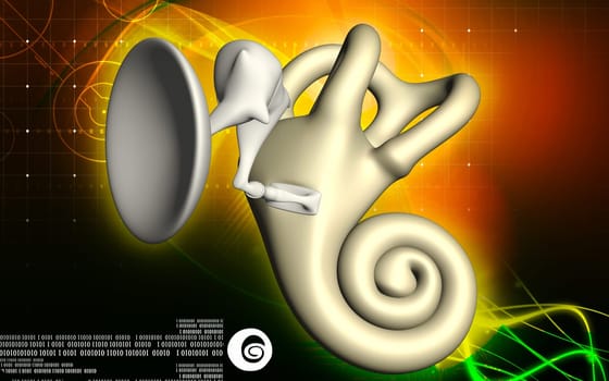 Digital illustration of ear in colour background