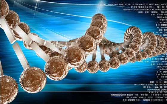 Digital illustration DNA structure in colour background