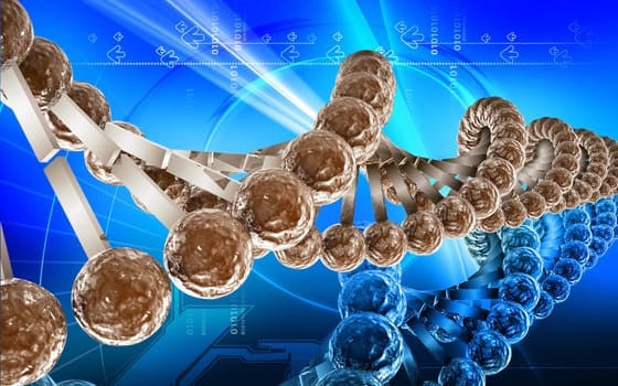 Digital illustration DNA structure in colour background