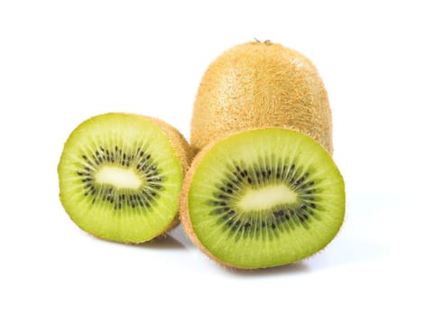 Slice of ripe kiwi isolated on a white background