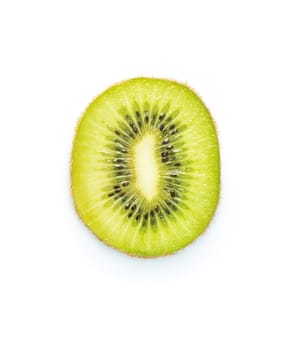 Slice of ripe kiwi isolated on a white background