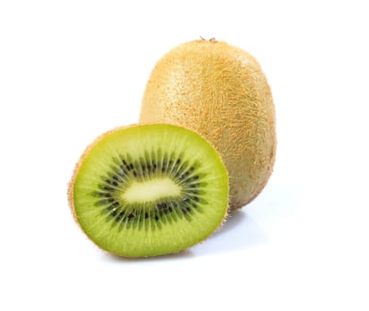 Slice of ripe kiwi isolated on a white background
