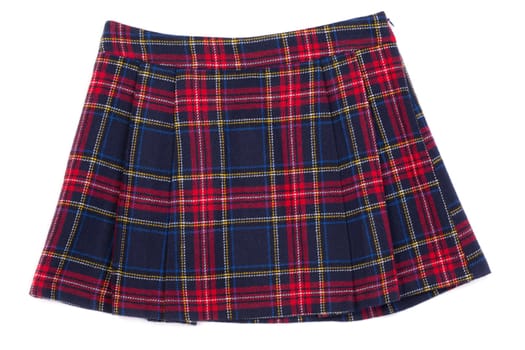 Short plaid skirt isolated on white background