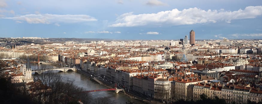 Details of a panoramic view of Lyon.