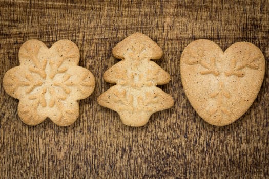 Homemade gingerbread  cookies on the wooden table