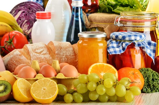 Composition with variety of grocery products